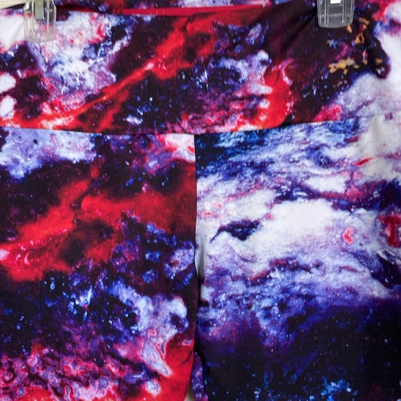 New! Agstract Apparel Yoga Leggings in vibrant colors, blue/white/red Size XL - Picture 2 of 7